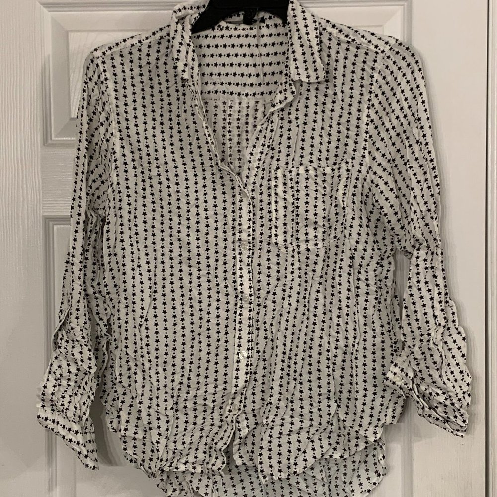 Velvet Heart Long Sleeve Button Down Star Print